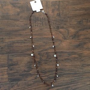 American Eagle necklace, wood & silver beads, NWT